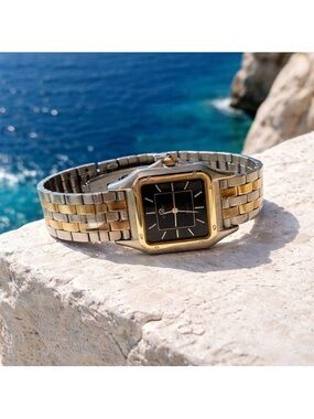 Vintage Elgin Two-Tone Black Dial Women's Watch